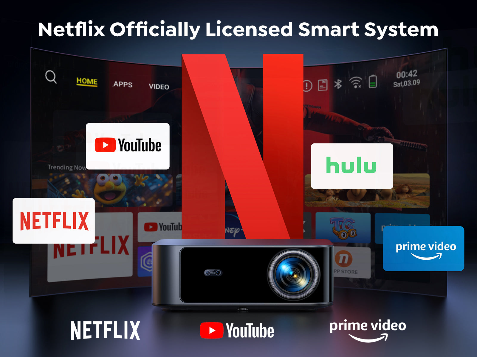 1500 ANSI/Netflix-Licensed/36W Dolby Audio] Smart-Projector with