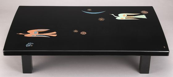 座卓 瑞鳥蒔絵は、幸せを運ぶ青い鳥。 鮮やかな美しい色合いの座卓