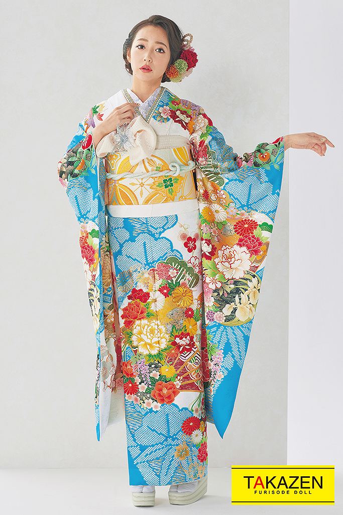 正統派古典 白/ピンク 御所車柄/牡丹柄 吉澤織物/最高級金彩手描友禅