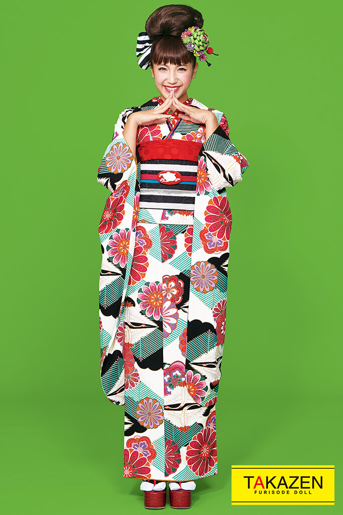 大正ロマン 白/赤/黒 鶴柄 人気 個性的 おしゃれ振袖 目立つ