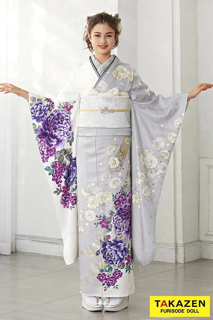 くすみカラー古典 グレー/白/紫/淡い色 ボタン柄 シンプル 大人っぽい