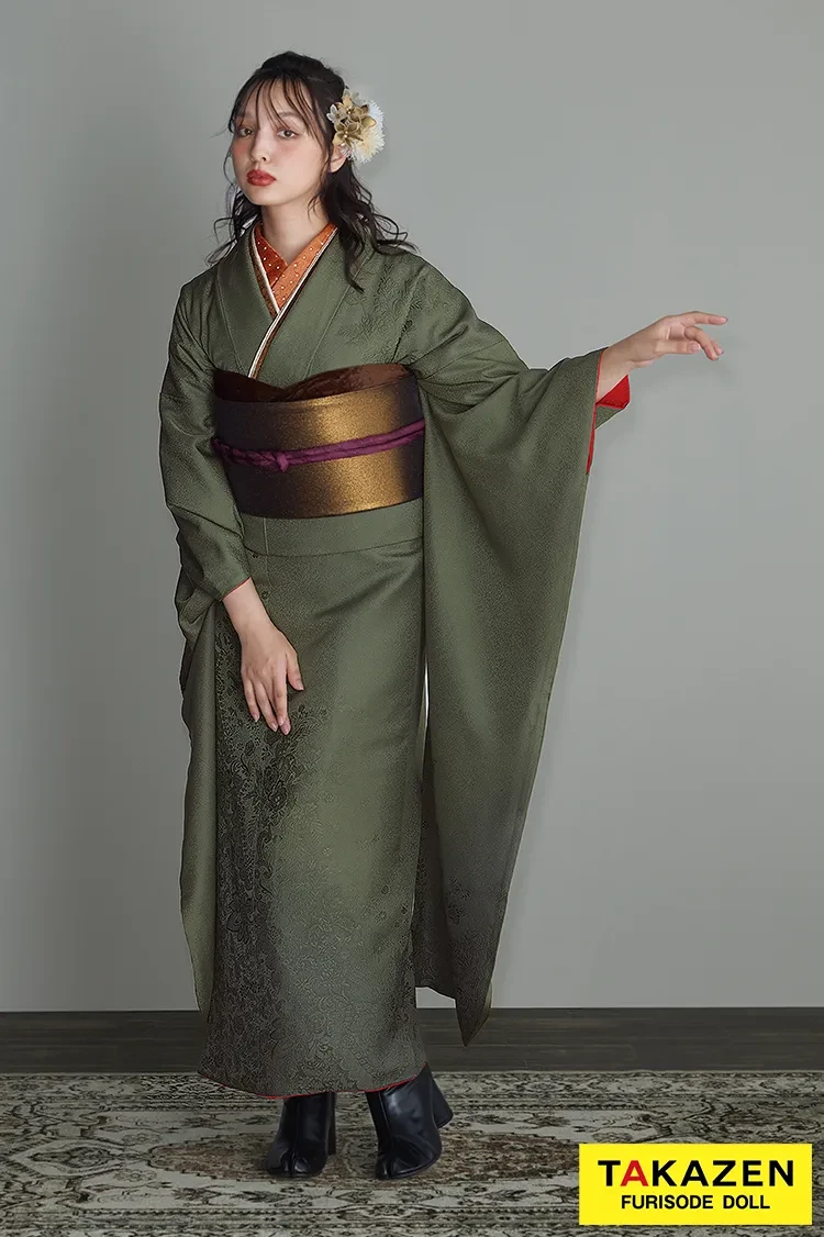 シンプルでかっこいいヴィンテージスタイルの成人式のレンタル振袖