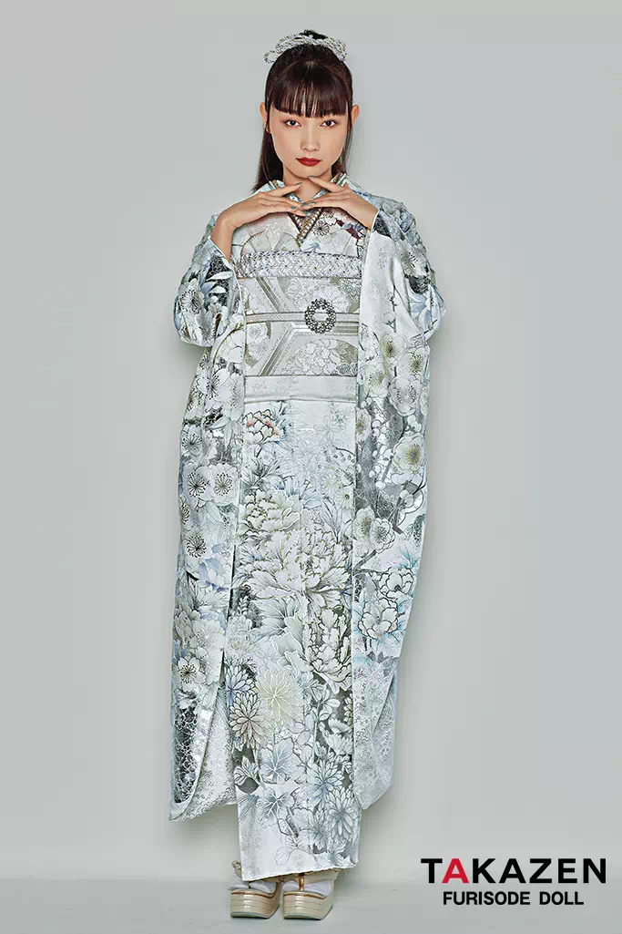 粋古典 白/シルバー/真っ白 牡丹柄 艶やか 綺麗 透明感のある振袖