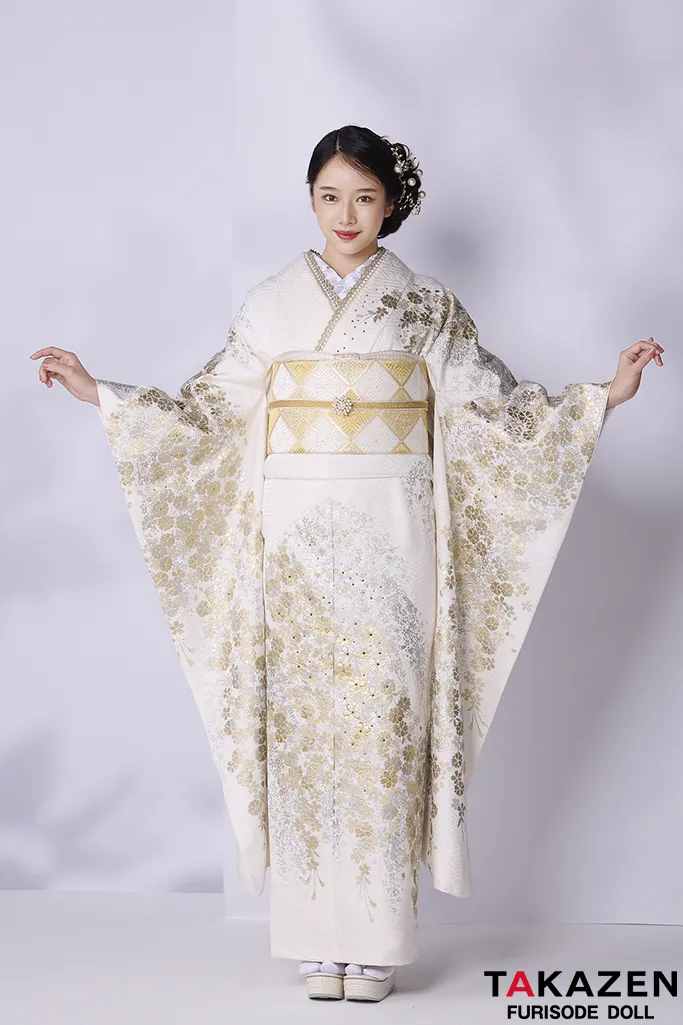 振り袖 フルセット 別誂長襦袢付金彩加工 刺繍入り 成人式 個性的 山吹