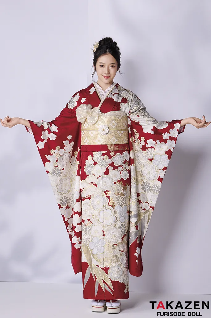 最高級古典柄振袖 関芳/最高級金彩刺繍絞り友禅 赤 おしとやか 上品