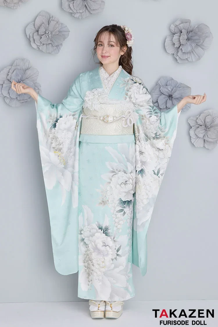 くすみカラー古典 薄い紫/淡色 牡丹柄 大人っぽい エレガント 透明感の