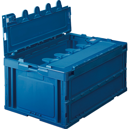 たのめーる】TANOSEE 折りたたみコンテナ フタ付 75L ダークブルー 1