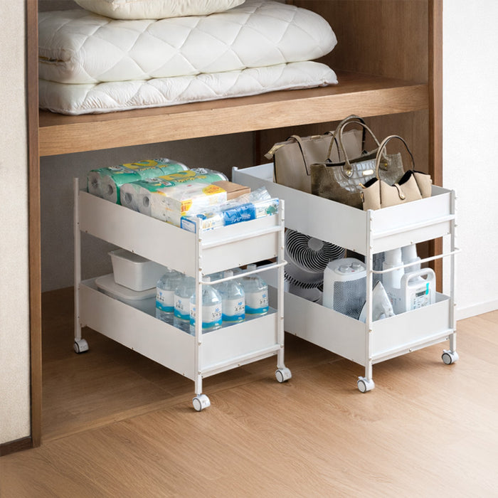 幅46cm］ 押し入れ収納 大容量 キャスター付き ラック ワゴン マルチ