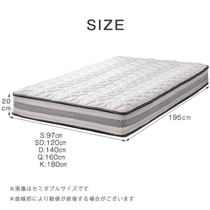 セミダブル］爽快4Dメッシュ ポケットコイルマットレス 厚み20cm