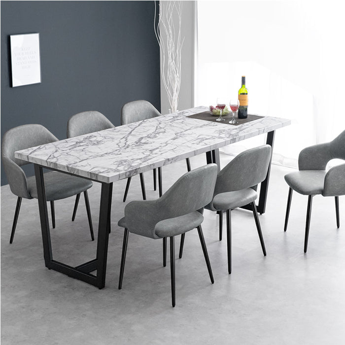 幅180cm］ダイニングテーブル 単品 6人掛け ストーン調 大理石調