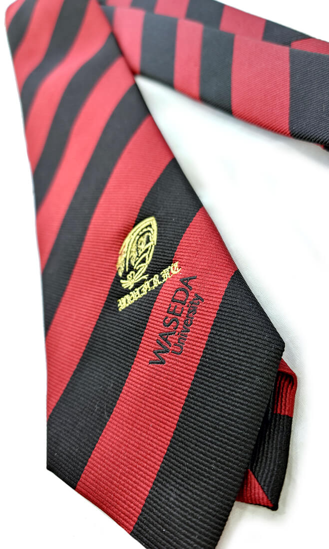 ロゴ刺繍入りオリジナルネクタイ製作：早稲田大学高等学院ラグビー部様