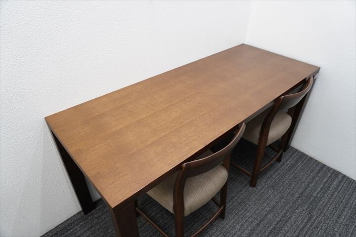 karimku カリモク RUSTIC 木製カウンターテーブルと椅子2脚