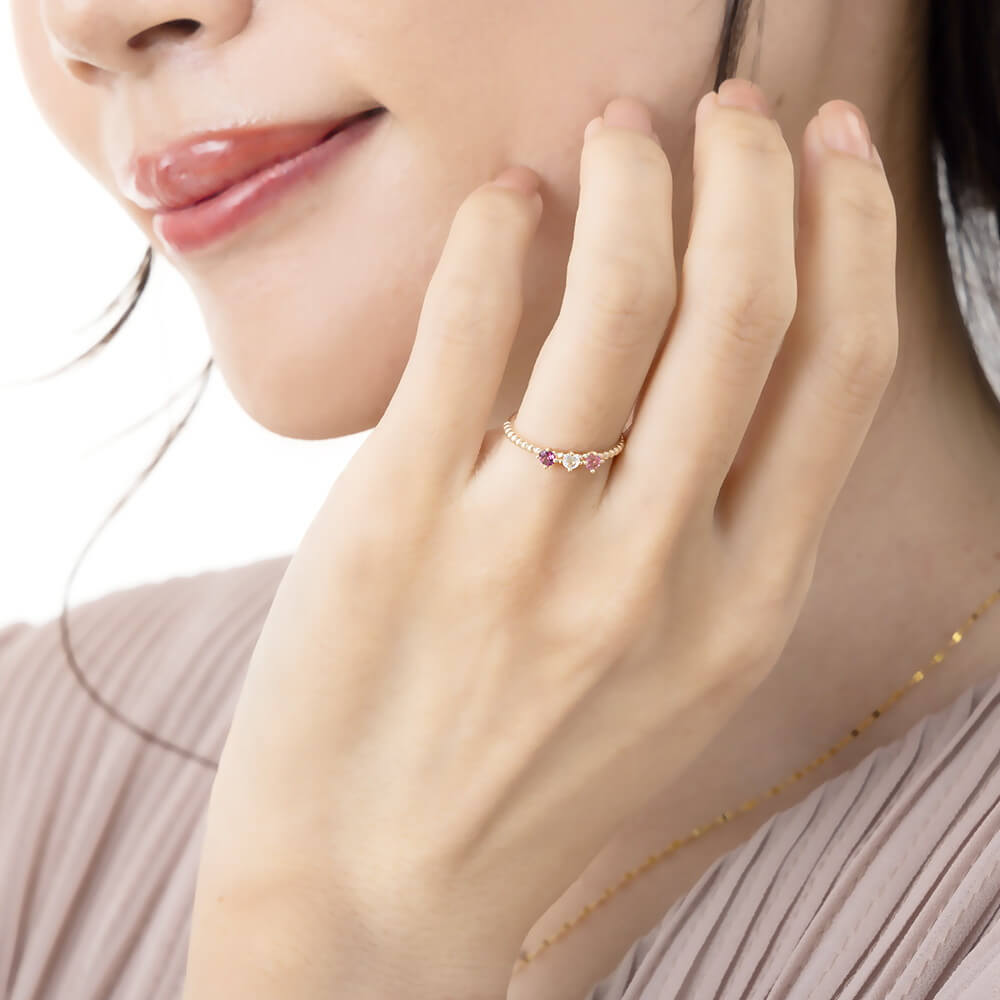 ◇3石選べる誕生石◇天使の卵ゴールドリング 【天使269】