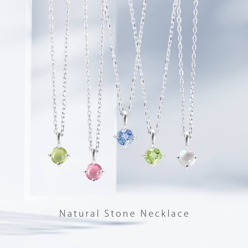 一粒天然石ネックレス 【MIP8102】ブルームーンストーン,タンザナイト