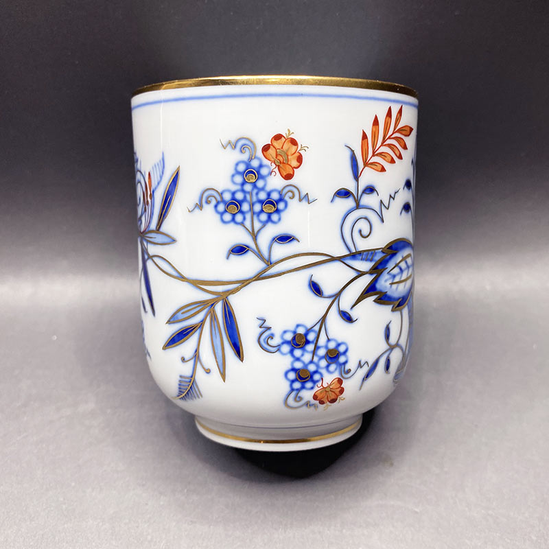 マイセン（Meissen） ブルーオニオン レッド＆ゴールド 夫婦蓋付湯呑