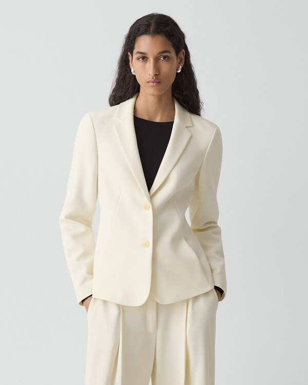 セオリーリュクス ノーカラーレザージャケット ブラウン ベージュ 38