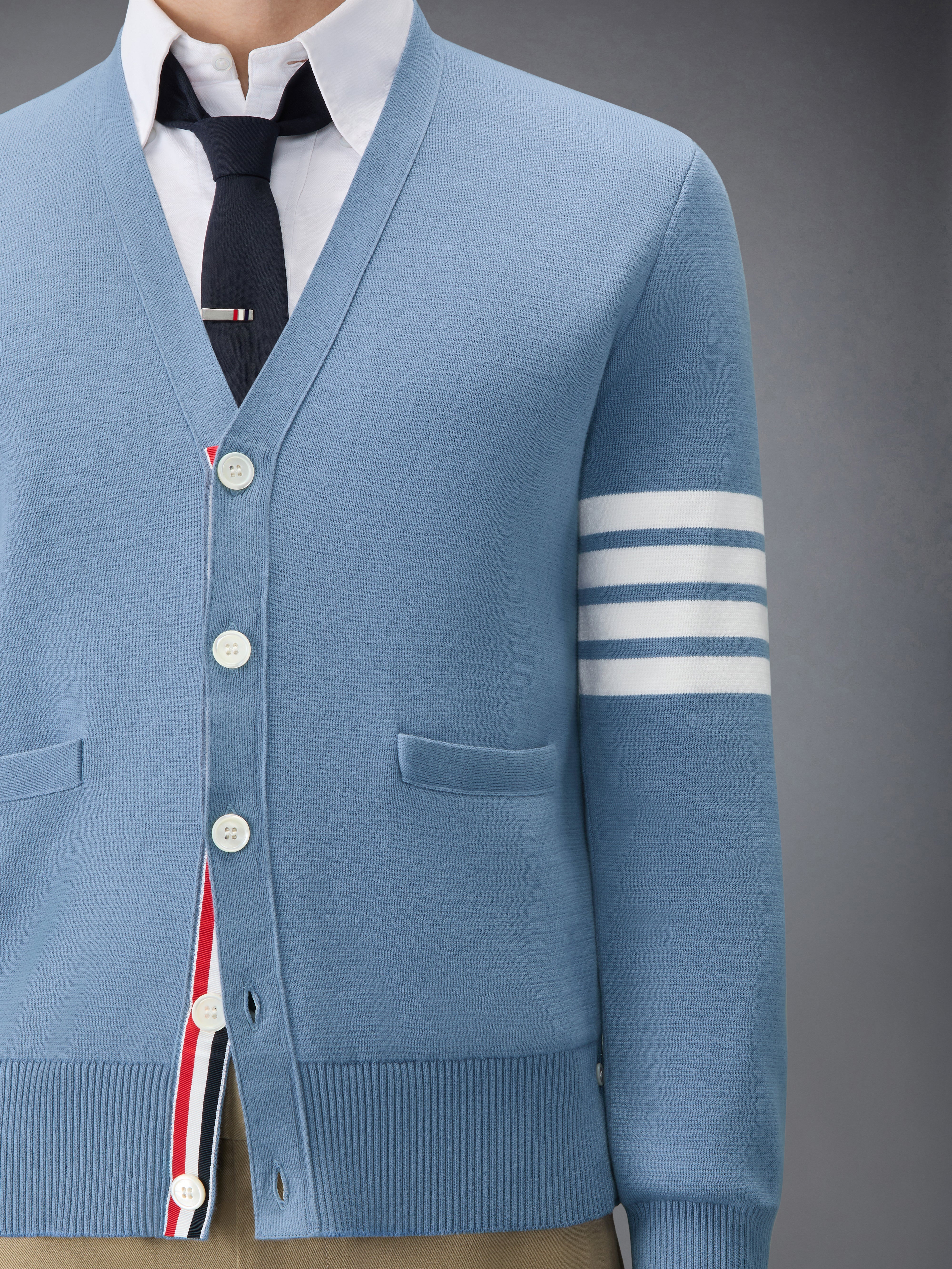 コットンクレープ 4-BAR ミラノステッチ カーディガン | Thom Browne