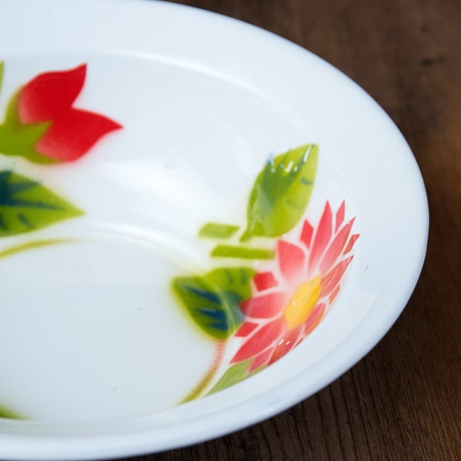 タイのレトロホーロー 花柄飾りボウル RABBIT BRAND〔約21.2cm×約6.4cm