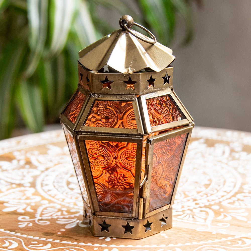 モロッコスタイルの透かし彫りLEDキャンドルランタン【ロウソク風LED