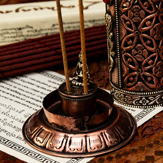 銅造り チベット香用 龍神お香立て 龍神 【約24cm×約10cm】 の通販