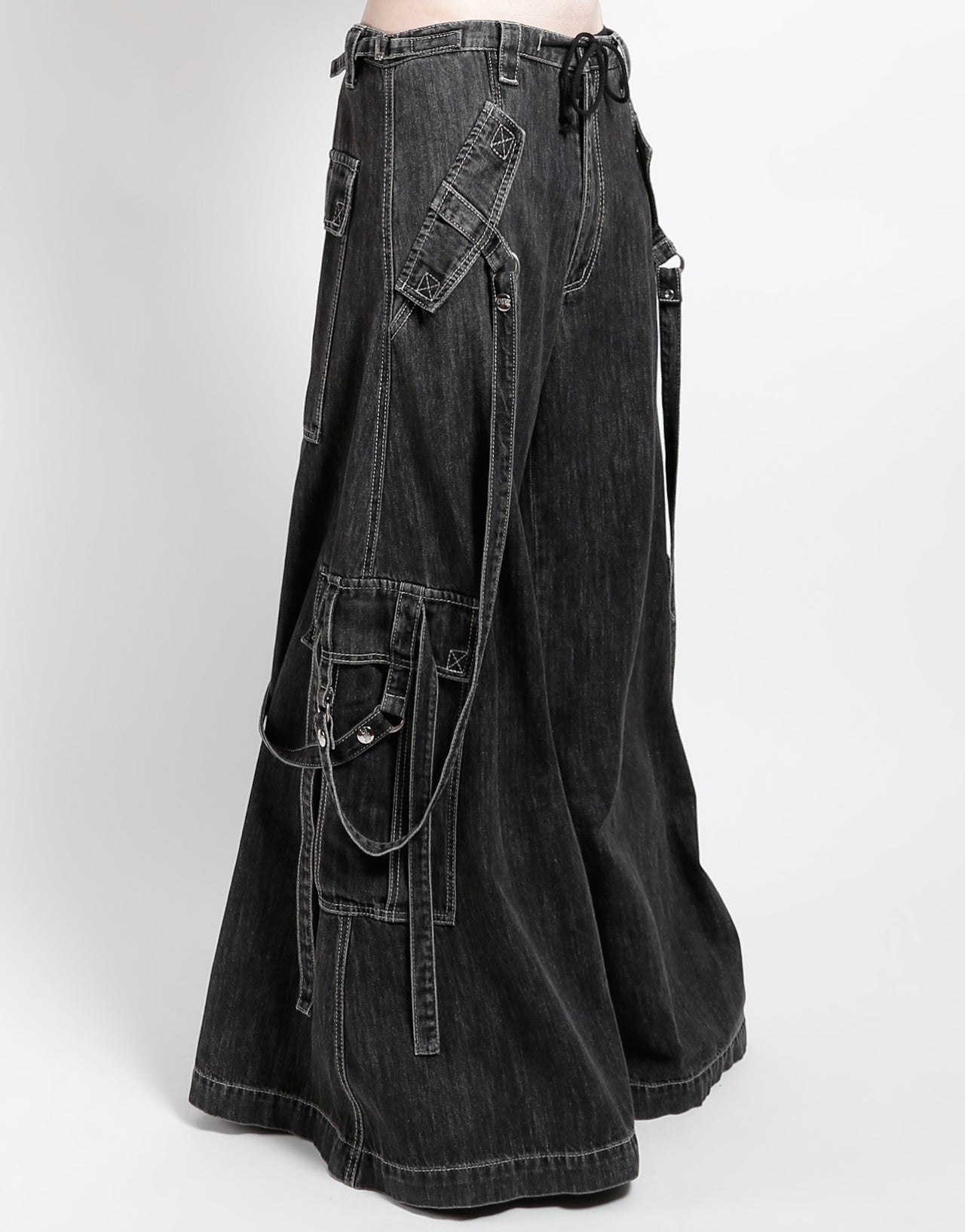 BOOSTER STRAP PANT BLACK DENIM – trashandvaudeville