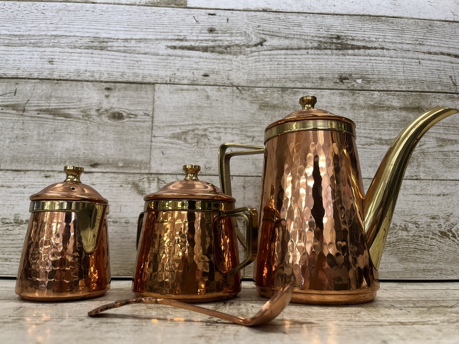 テーブルを華やかに！MORICO 金属工芸 銅のポットセットを買取入荷