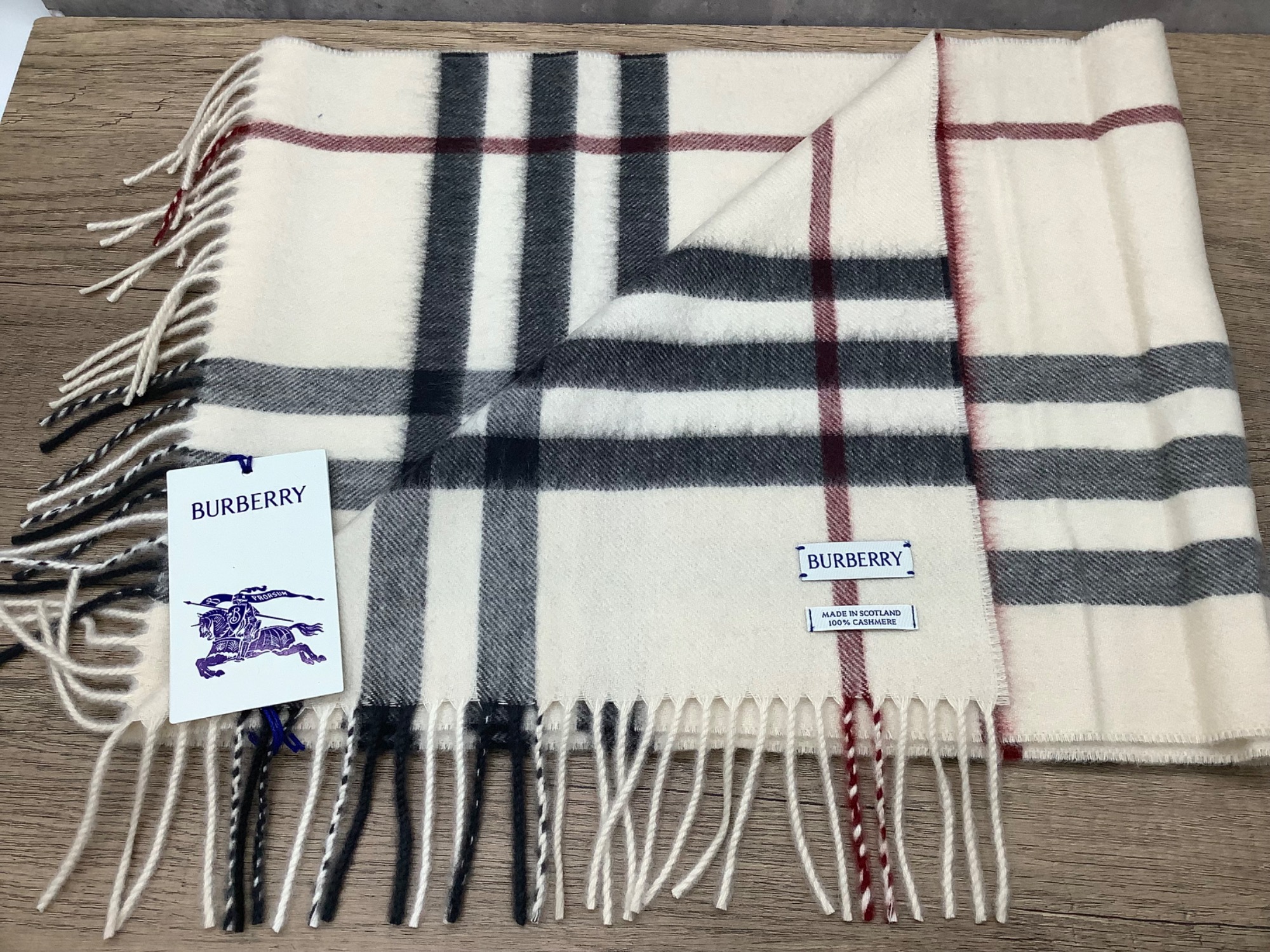 BURBERRY ( バーバリー ) カシミヤ マフラー プローサム ライン タグ