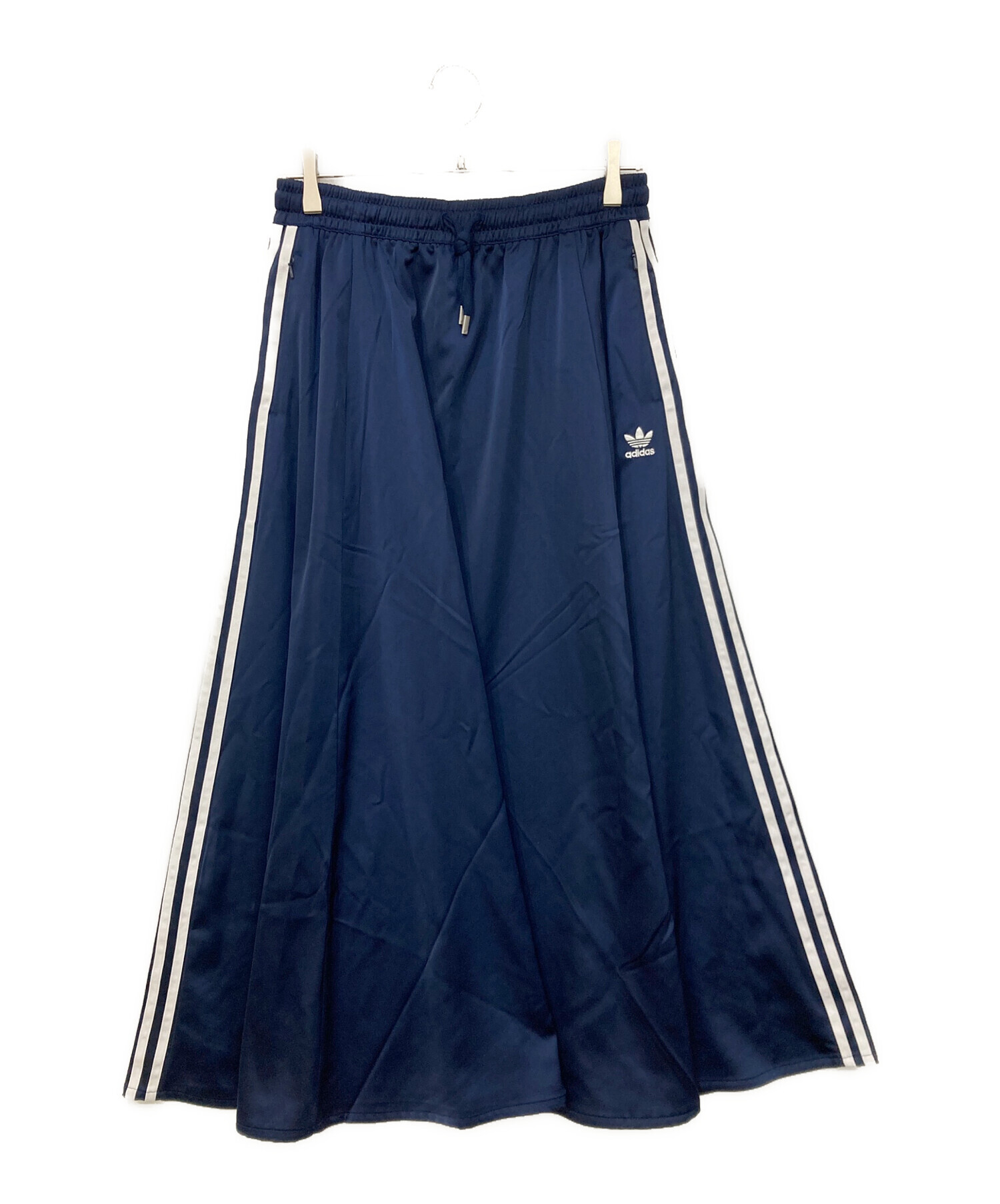 中古・古着通販】adidas (アディダス) ロングサテンスカート ネイビー