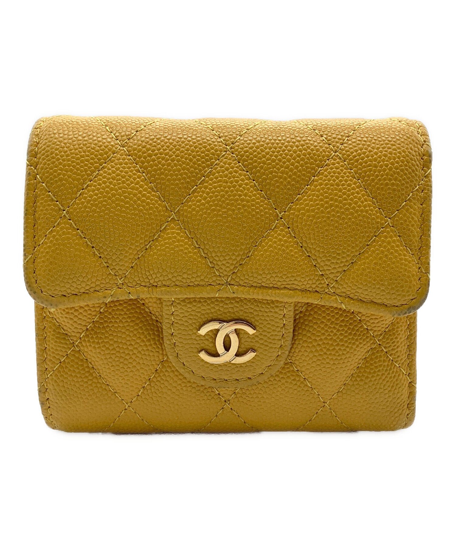 中古・古着通販】CHANEL (シャネル) マトラッセ 3つ折り財布 イエロー