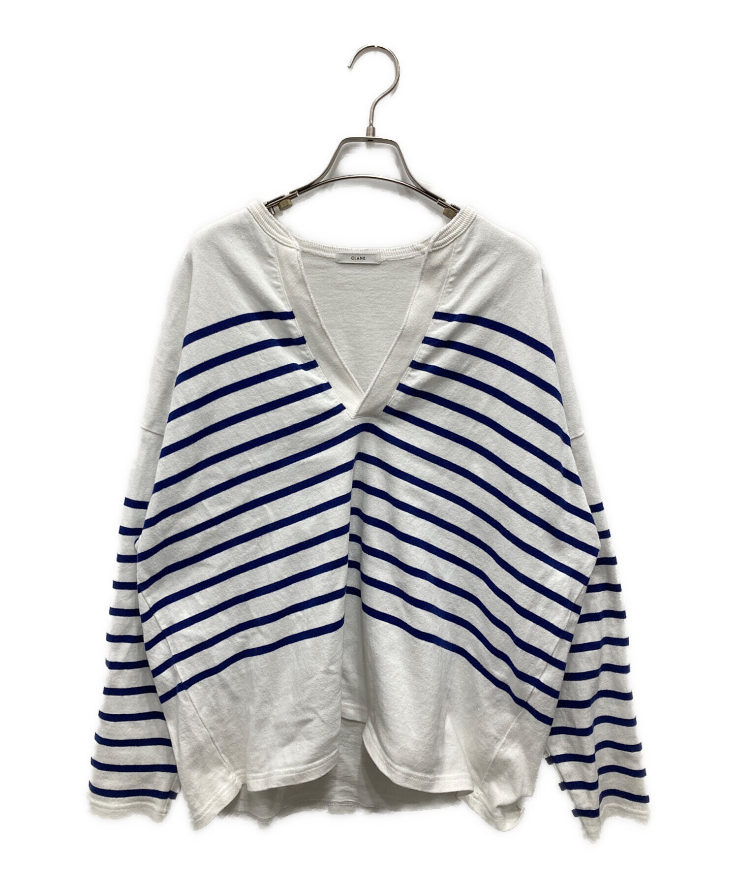 中古・古着通販】CLANE (クラネ) WIDE HENRY NECK BORDER TOPS/ワイド