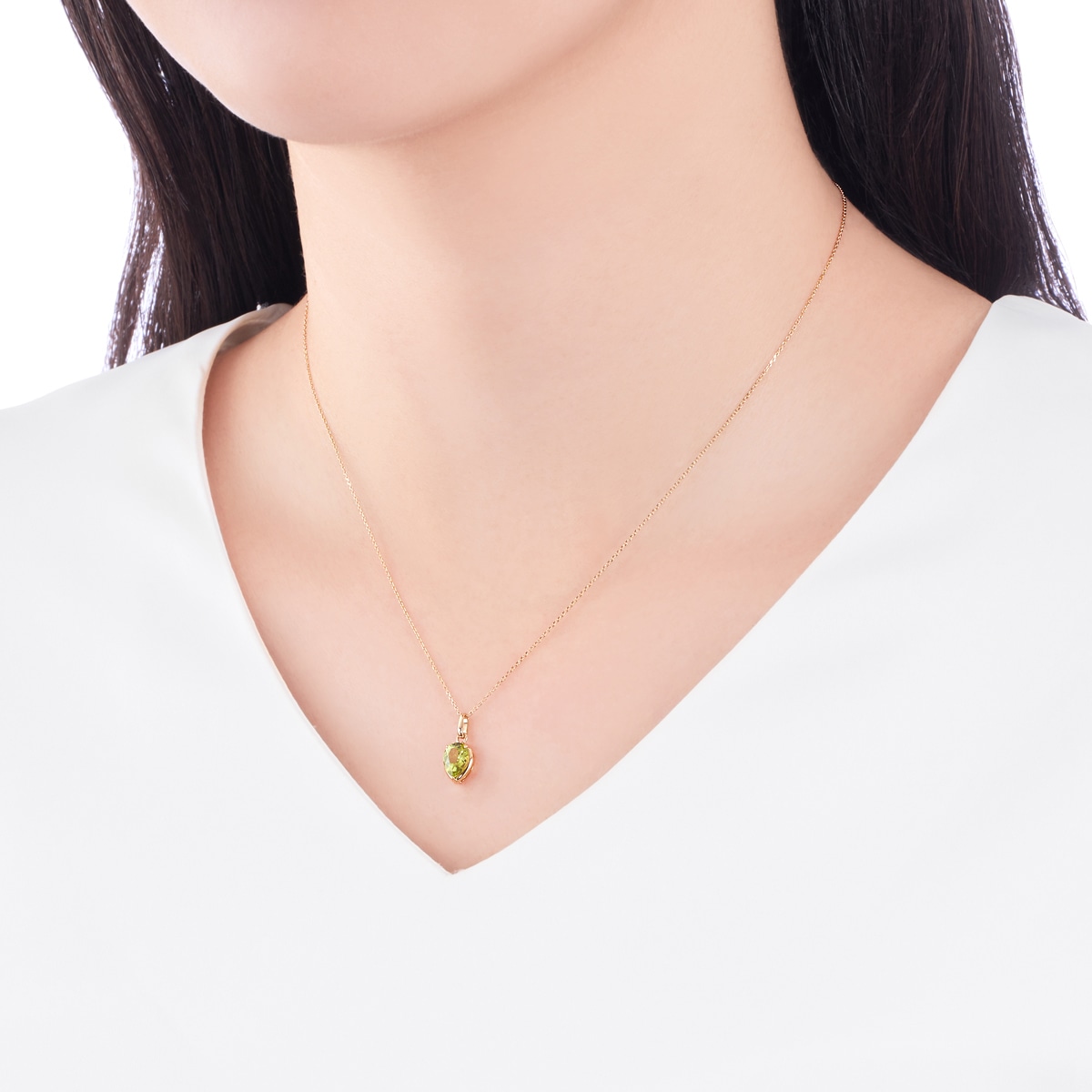 K18イエローゴールドペリドットペンダント(RPD281)|TSUTSUMI