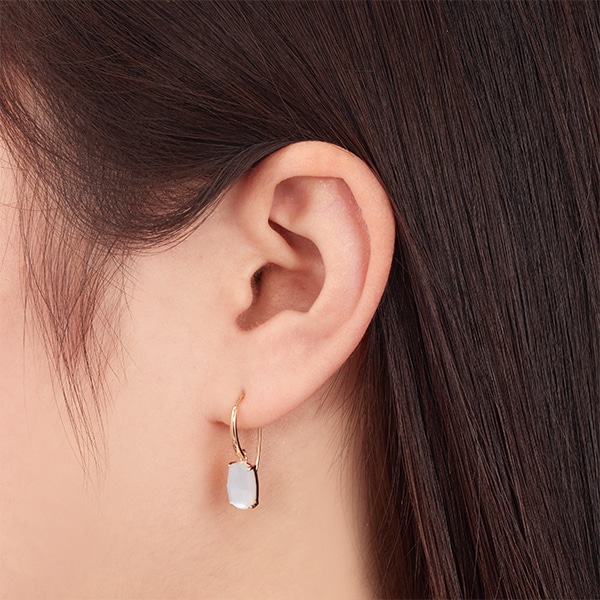 K10イエローゴールドシェル/ロッククリスタルピアス(RPE564-002