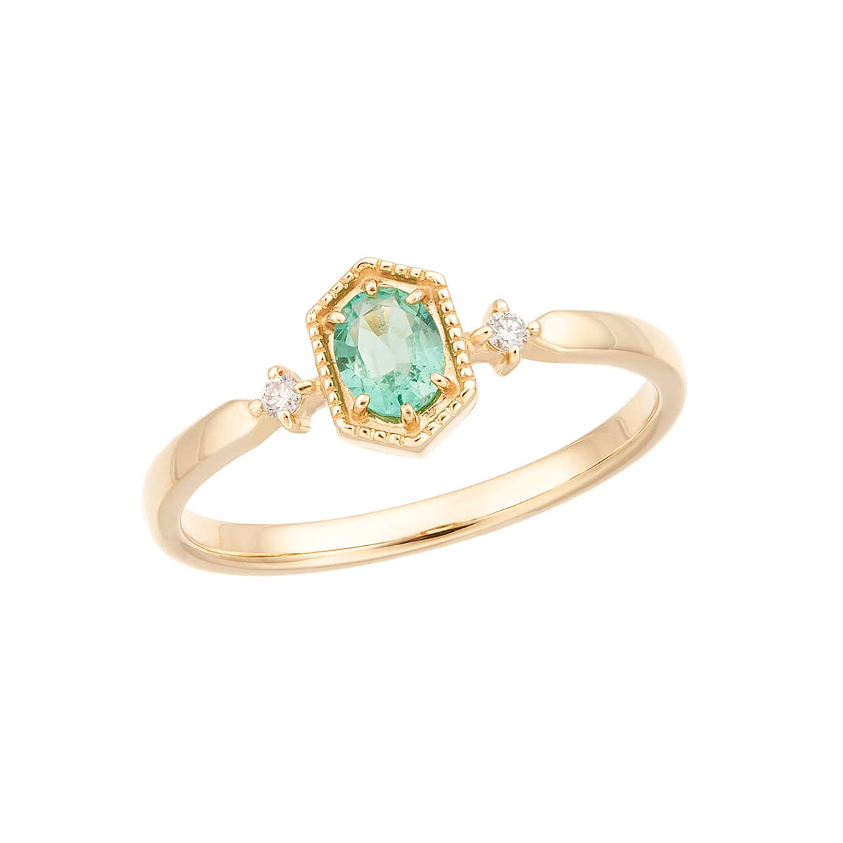 K10イエローゴールドエメラルドリング（ピンキーリング）(RFR839