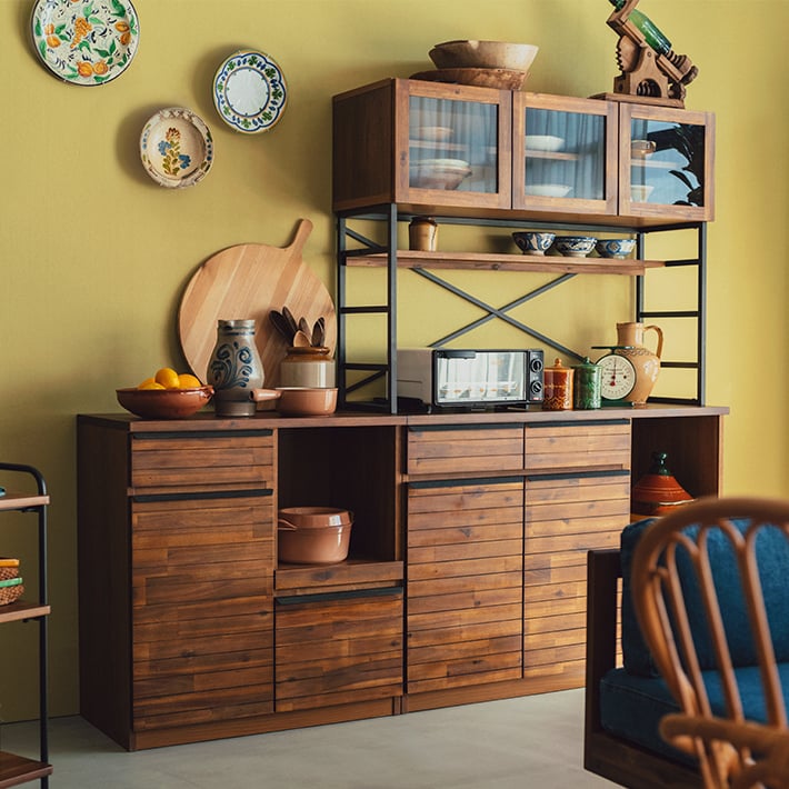 ∞わらしべunico 食器棚 ADDAY アディ キッチンボード W820 unico