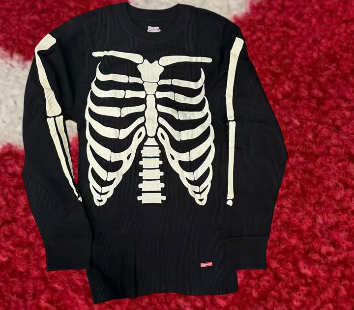 Supreme Hanes Bones Thermal Crew Black FW25 – UniqueHype
