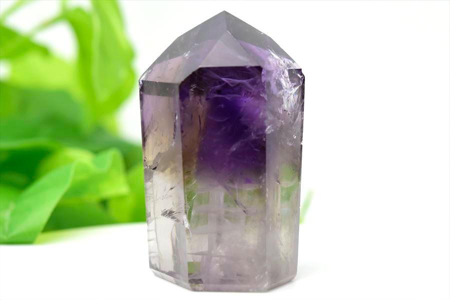 濃紫 アメジストファントム 六角柱 ポイント｜紫水晶｜置物