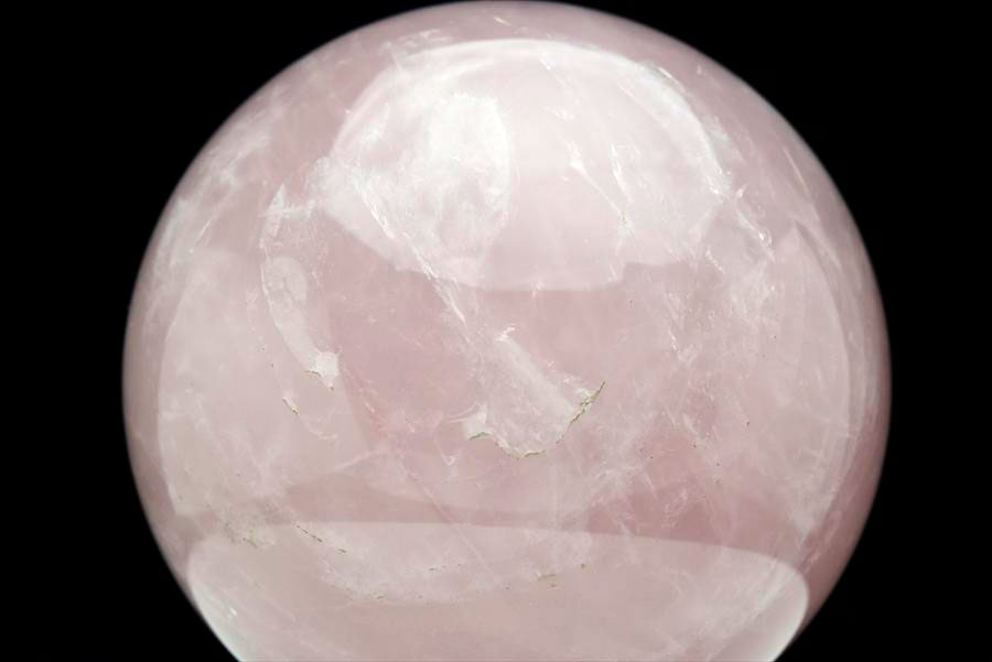 ローズクォーツ 丸玉 置物｜マダガスカル産｜レインボー｜紅石英｜紅水晶