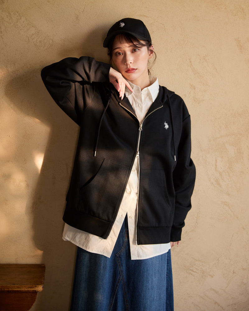 full zip hoodie フルジップパーカー ダブルホースマン刺繍 PLM53327