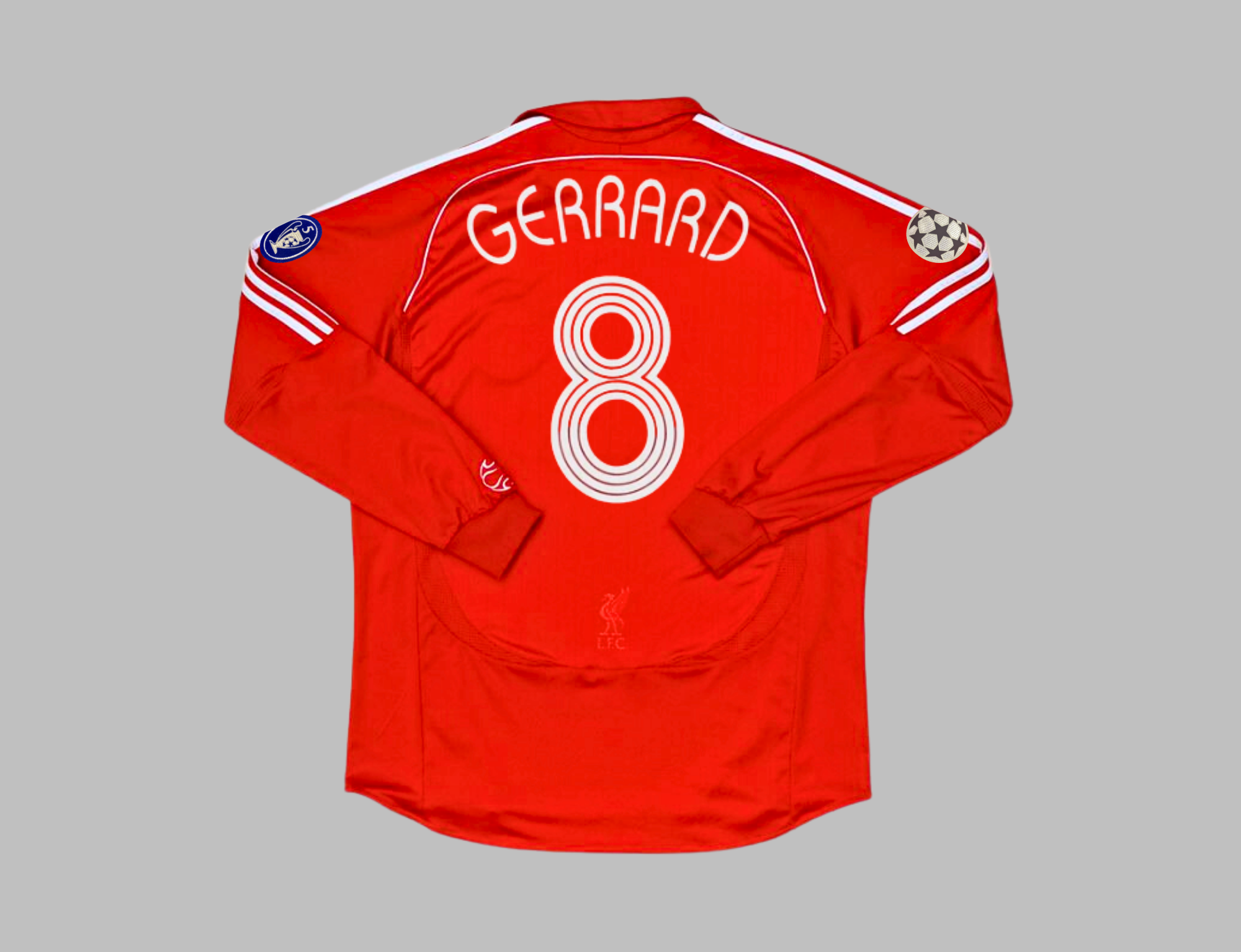 LIVERPOOL 2006 2008 GERRARD 8 HOME UCL LONG SLEEVE SHIRT