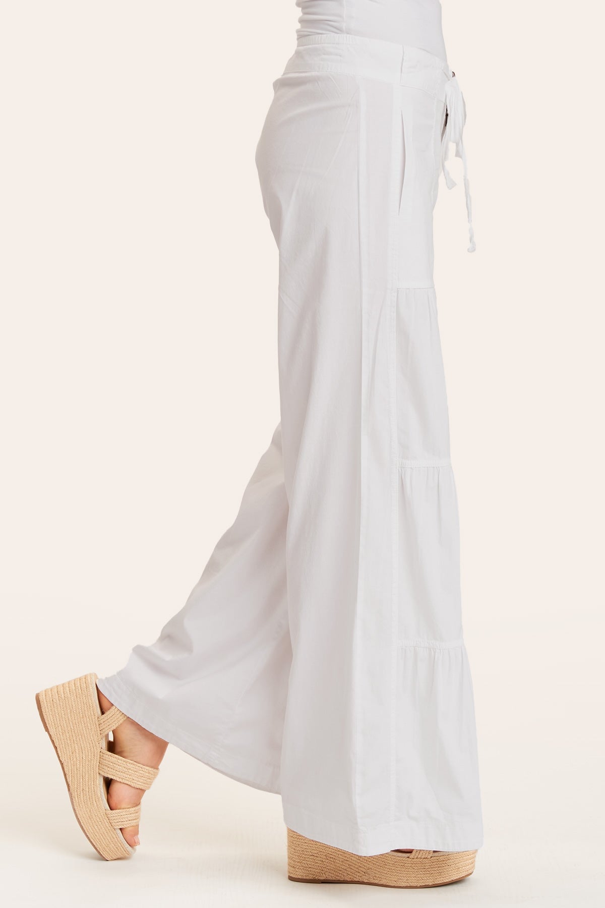 Terraced Wide-Leg Pant in White