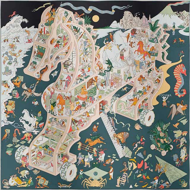 2025年秋冬 HERMES エルメス スカーフ カレ90 アカデミア イピカ 黒