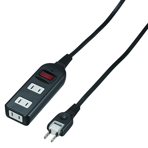 ノイズフィルター集中SW付3個口2m黒｜YAZAWA CORPORATION