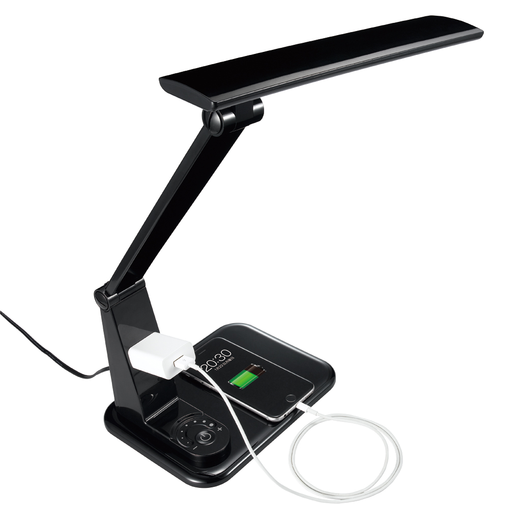 LED学習スタンドライトコンセント付き7Wブラック｜YAZAWA CORPORATION