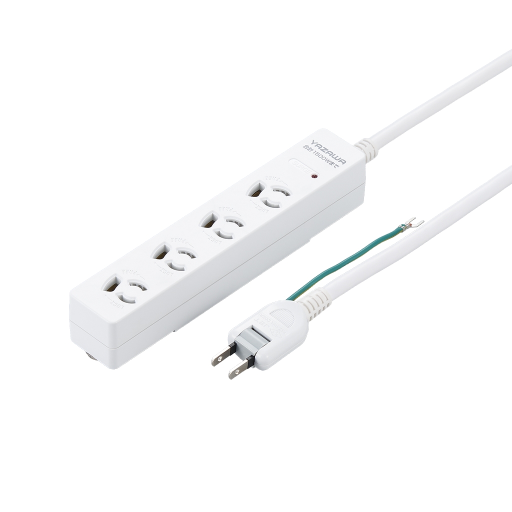 雷ガード付4個口節電タップ2mブラック｜YAZAWA CORPORATION