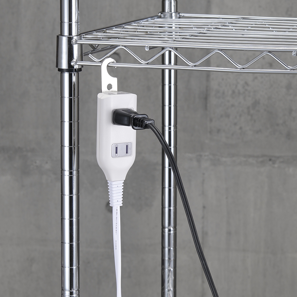 裏面フックマグネット付タップ3個口1m白｜YAZAWA CORPORATION