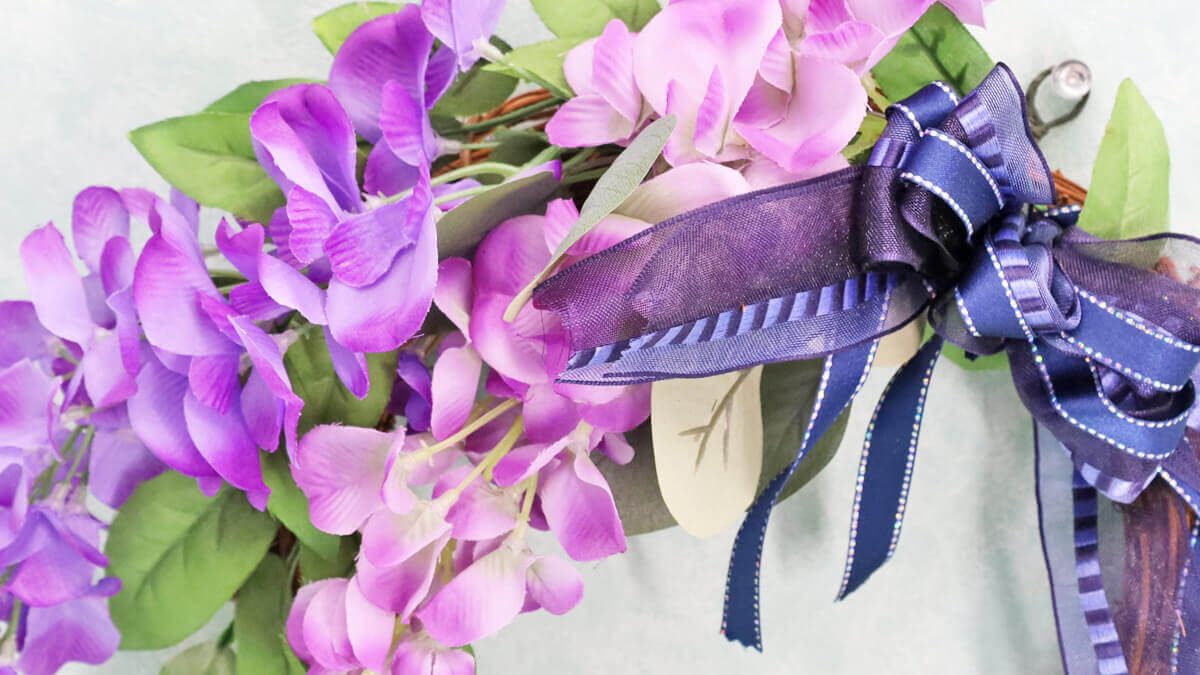 造花 藤の花とユーカリのリースアレンジ CT触媒 シルクフラワー