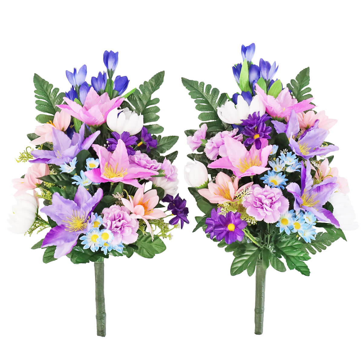 りんどうとクレマチスの花束 一対 造花 仏花 CT触媒 お供え、お悔やみ