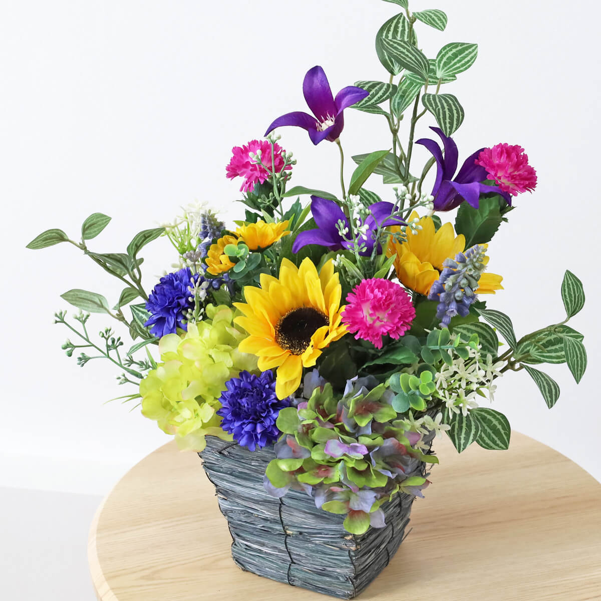 初夏の花々の季節感たっぷりのアレンジ 造花 ひまわり CT触媒 シルク