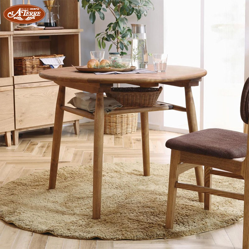 ダイニングテーブル 90丸 棚付き 円形[ロジー90 ] nora