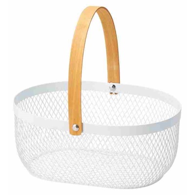 ちどり産業 ワイヤーバスケット手付き 幅23.5×奥行18×高さ23cm [カゴ